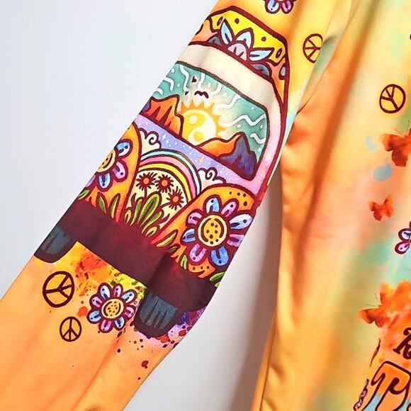 Womens Multi Color Long Sleeve Round Neck Boho Hippie Sweatshirt Sz XL - Picture 5 of 8